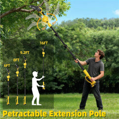 DEHANTOOLS extension pole angle detail demonstrating adjustable reach and stability