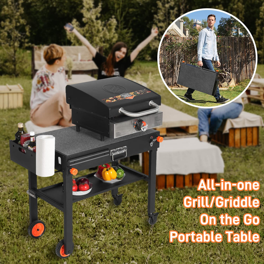 DeintYei lifestyle tailgate setup showing portable cooking station convenience