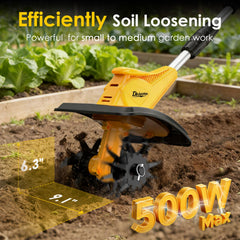 DEJUNPIOOL close-up on 40 steel tines for deeper, consistent soil turnover