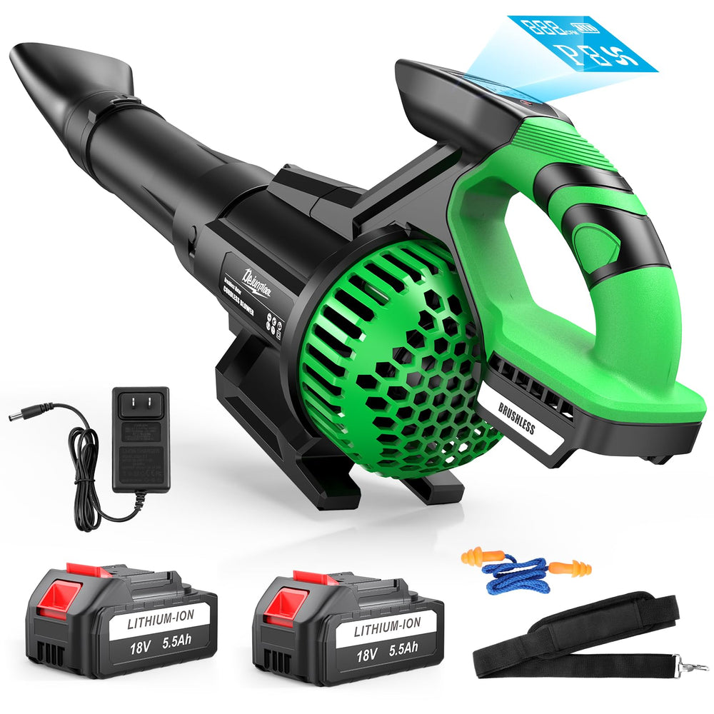DEJUNPIOOL blower front view showing compact design and powerful airflow benefit