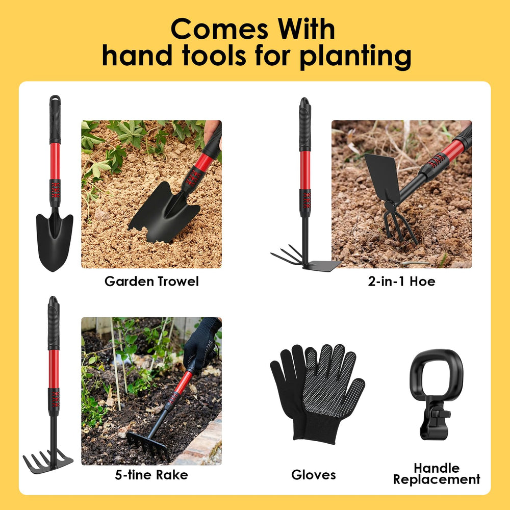 DEJUNPIOOL in use tilling a raised garden bed for quick soil prep