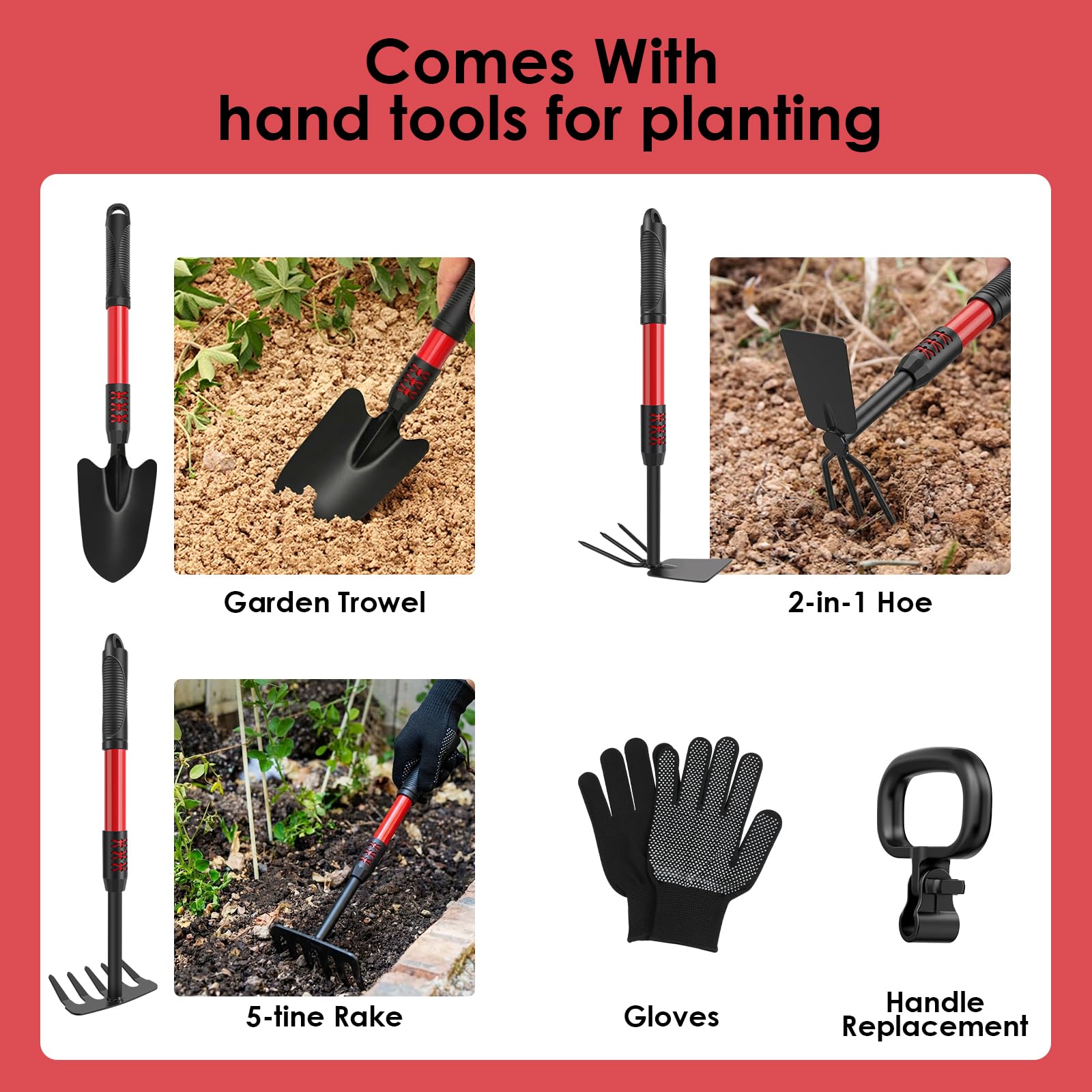 DEJUNPIOOL kit accessories laid out for instant gardening setup