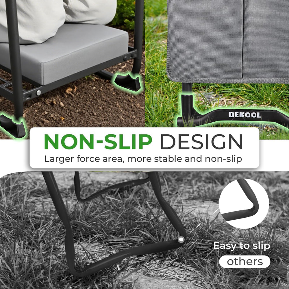 Dekool in use with woman gardening illustrating comfortable posture