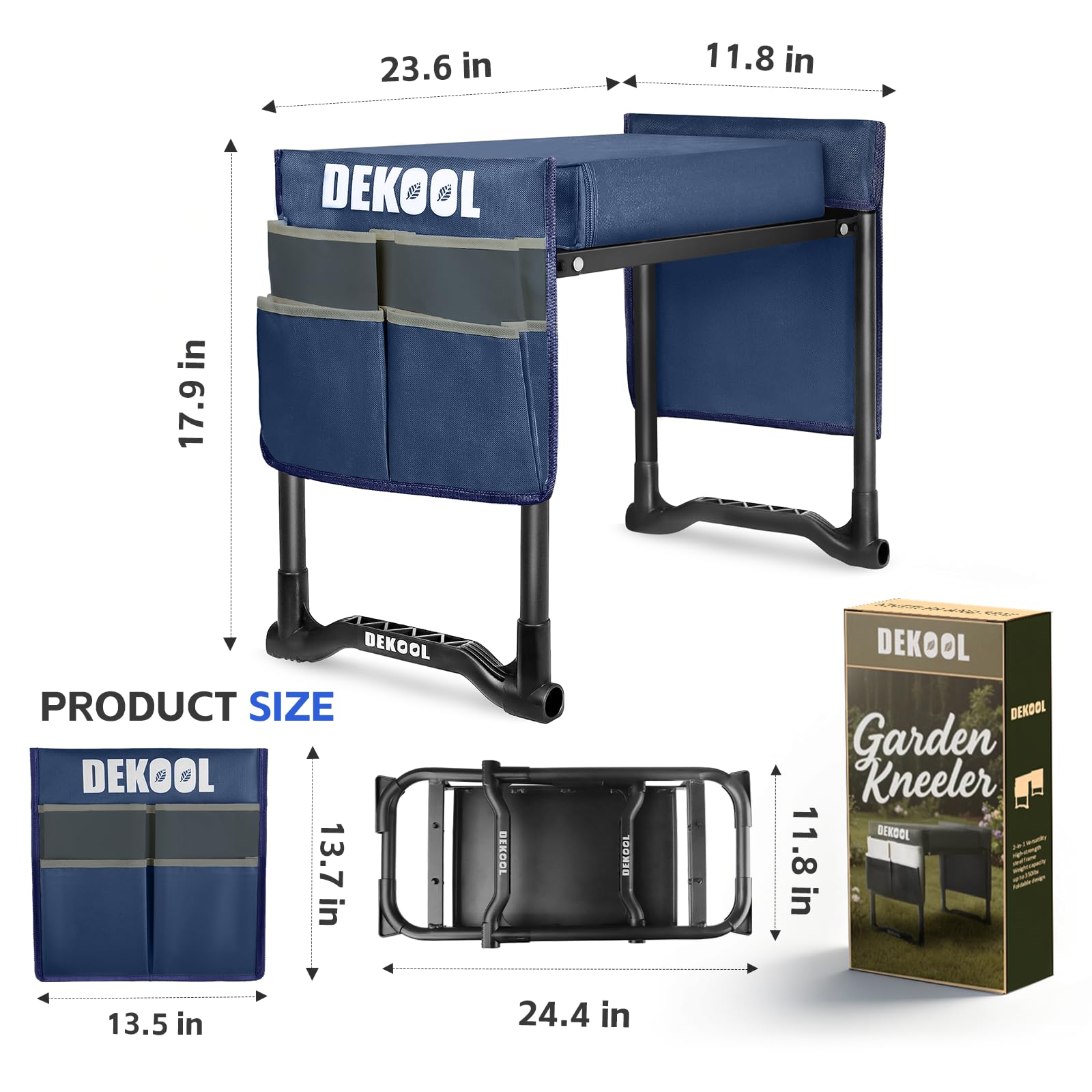 Dekool with measuring tape showing size and capacity support