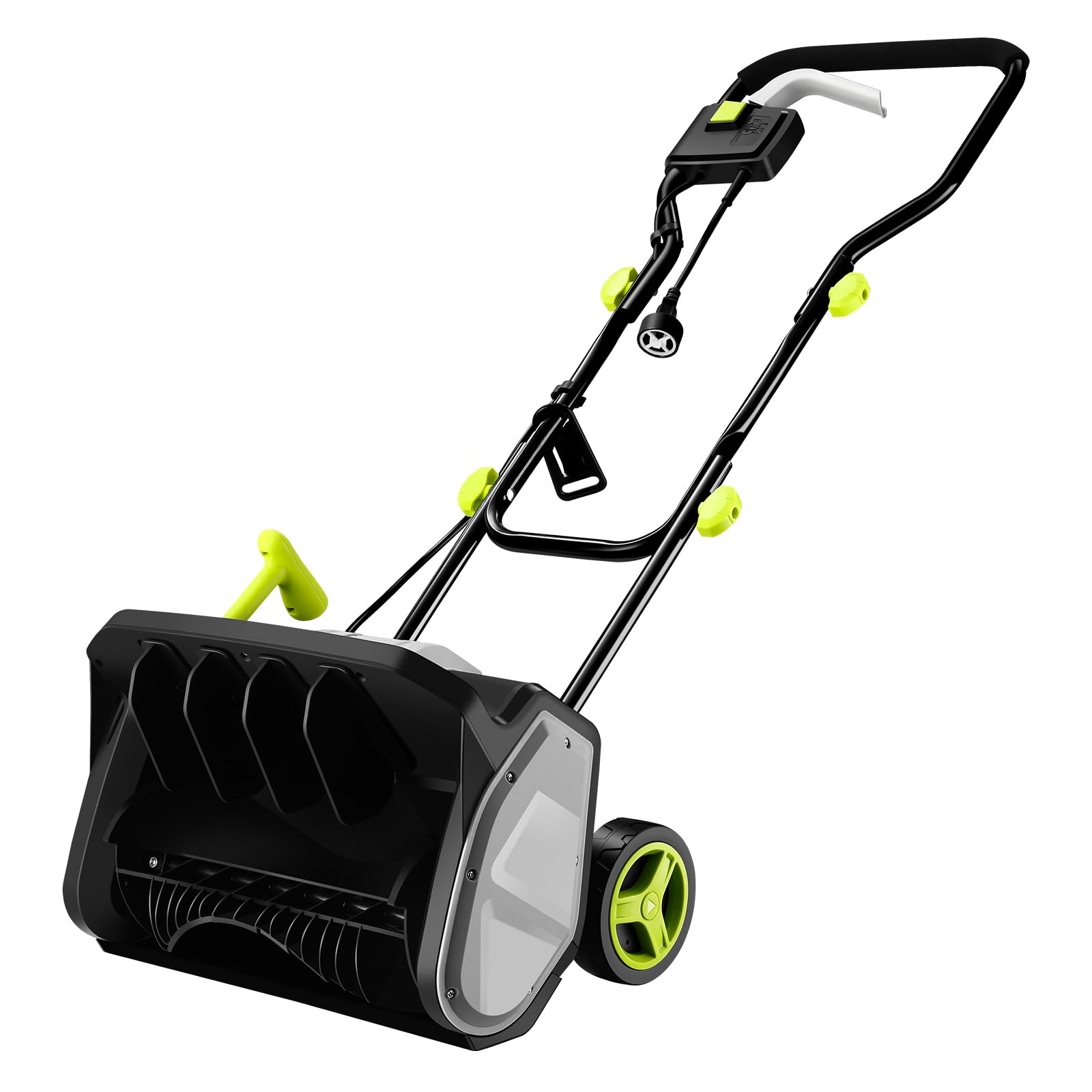 DEKOPRO front view showing compact snow shovel and clearing edge benefit