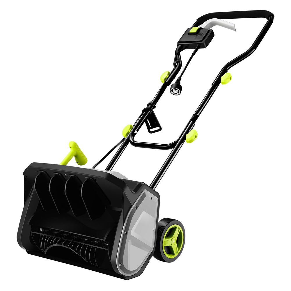 DEKOPRO front view showing compact snow shovel and clearing edge benefit