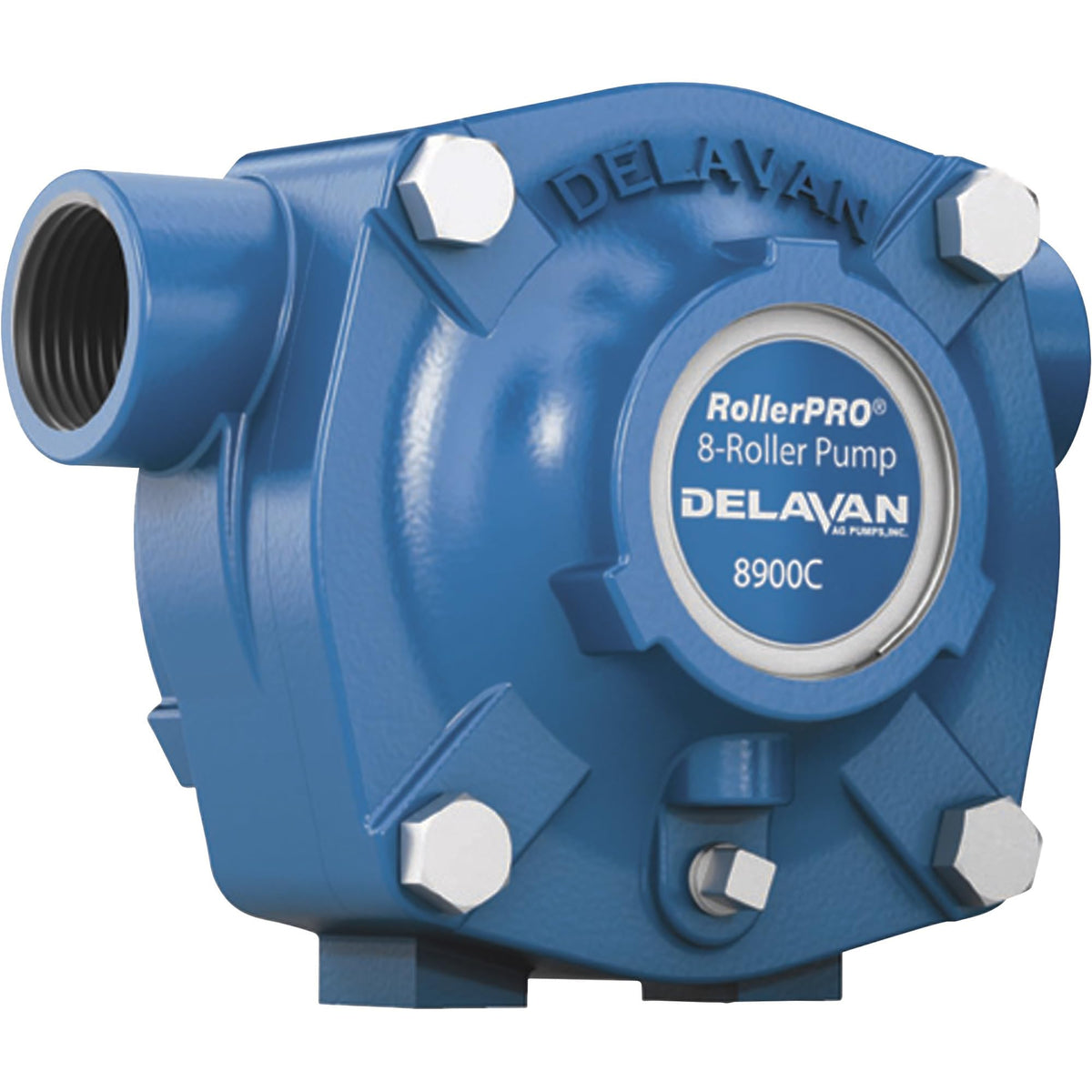Delavan 8900C front view showing cast-iron housing and benefits of durability