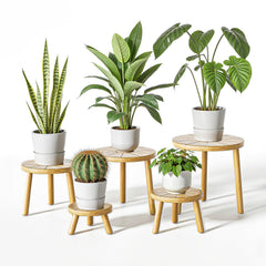 Delma front view of assembled stand showing neat circular top and stable base benefit: clean display