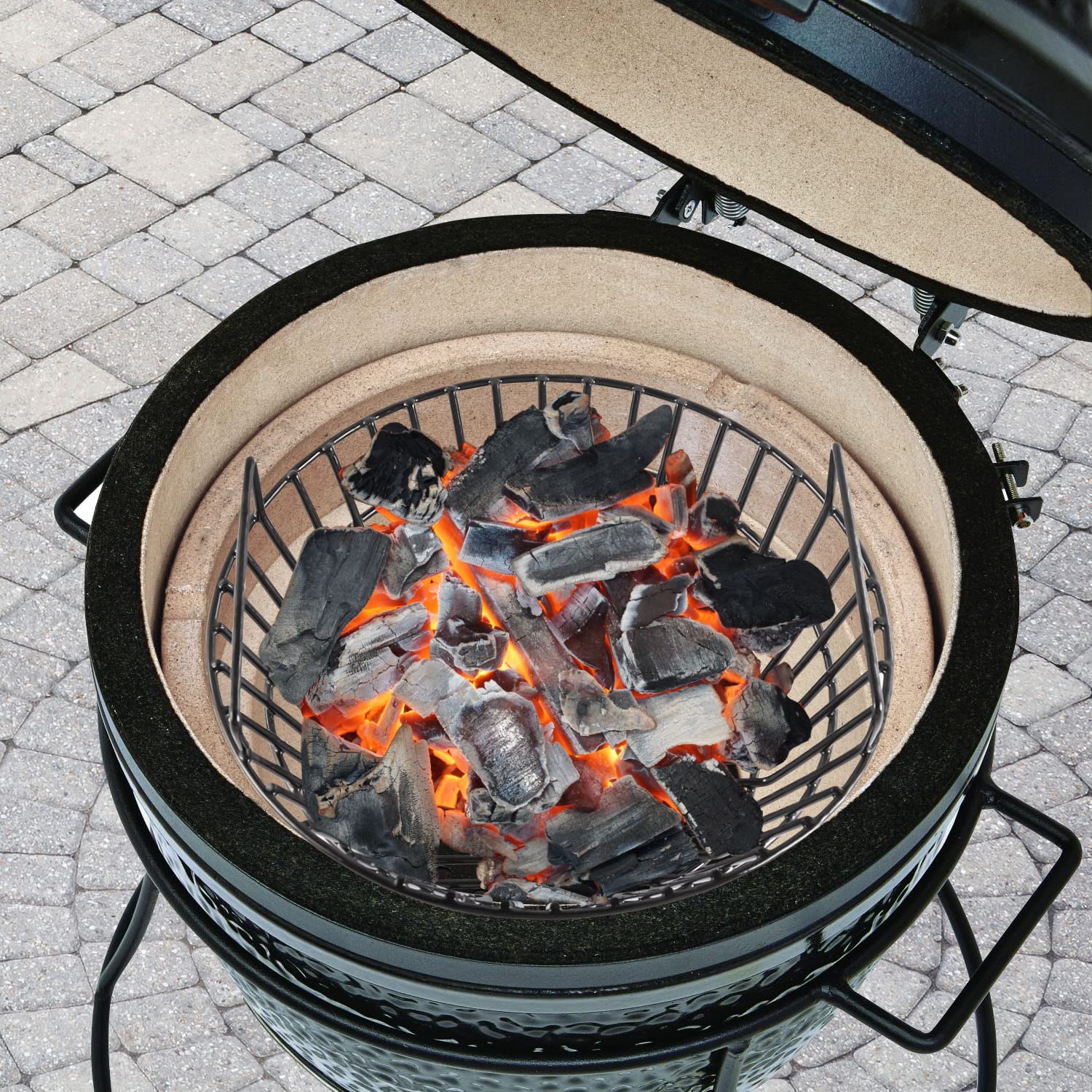 DELSbbq ash basket in outdoor grill setup demonstrating tidy cleanup and convenience