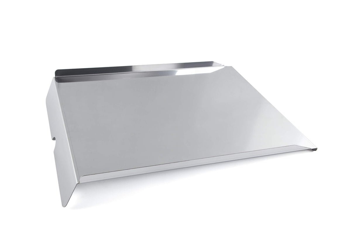 DELSbbq BAC012 front view showing full tray and fit, durable stainless benefit