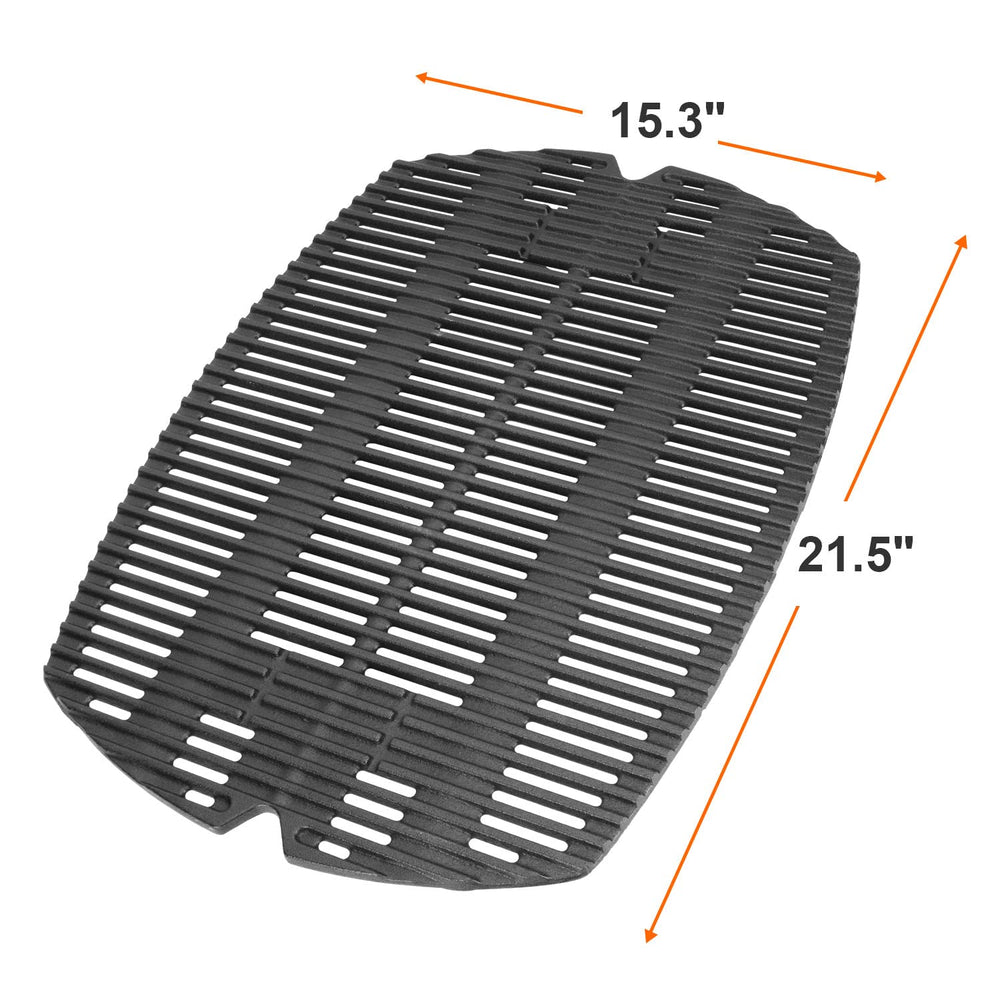 DELSbbq cast iron grate close-up showing thick ribs for improved heat retention