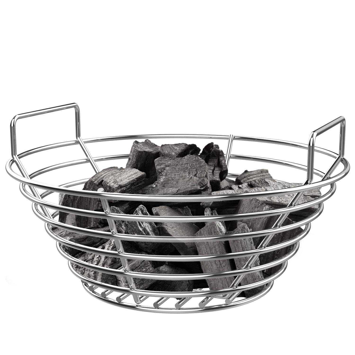 DELSbbq basket with intact charcoal after cook preserving fuel for reuse