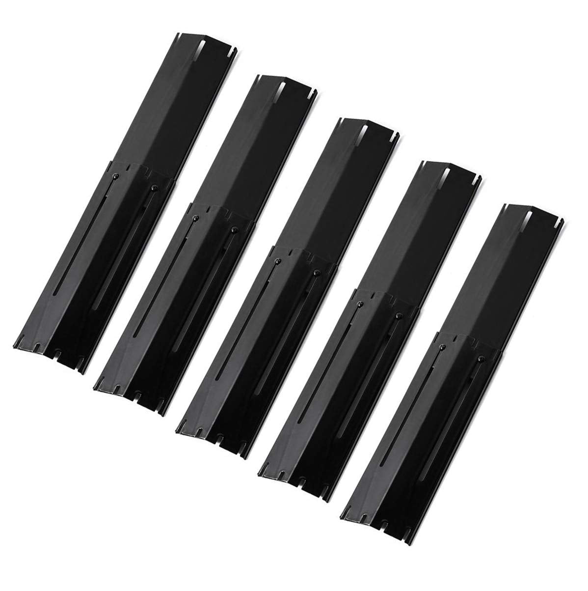 DELSbbq front view of five adjustable heat plates showing complete pack and finish