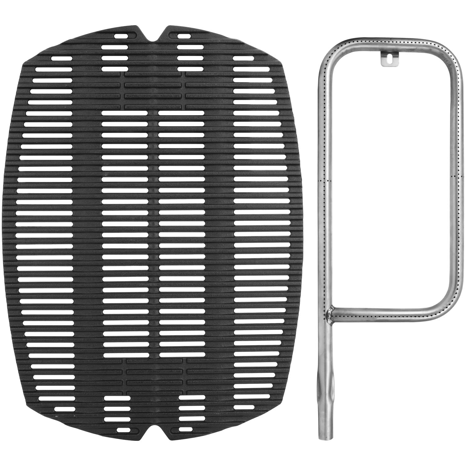 DELSbbq front view of replacement grate and burner showing fit for Weber Q200