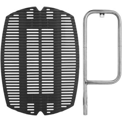 DELSbbq front view of replacement grate and burner showing fit for Weber Q200