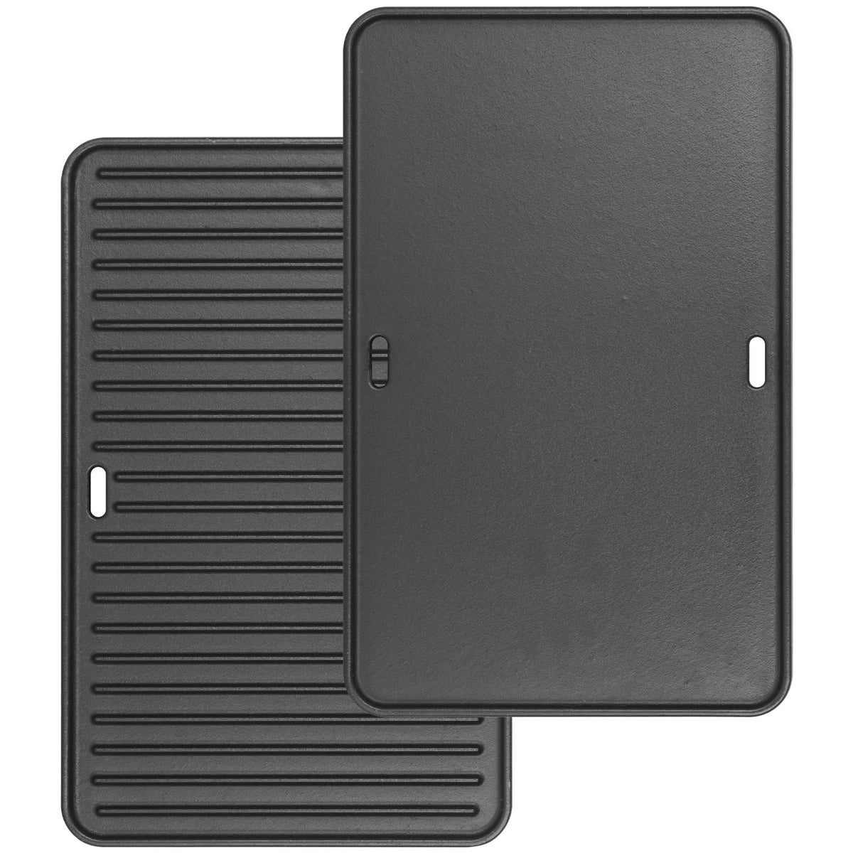 DELSbbq griddle front view installed in Weber Go-Anywhere grill providing stable cooking surface
