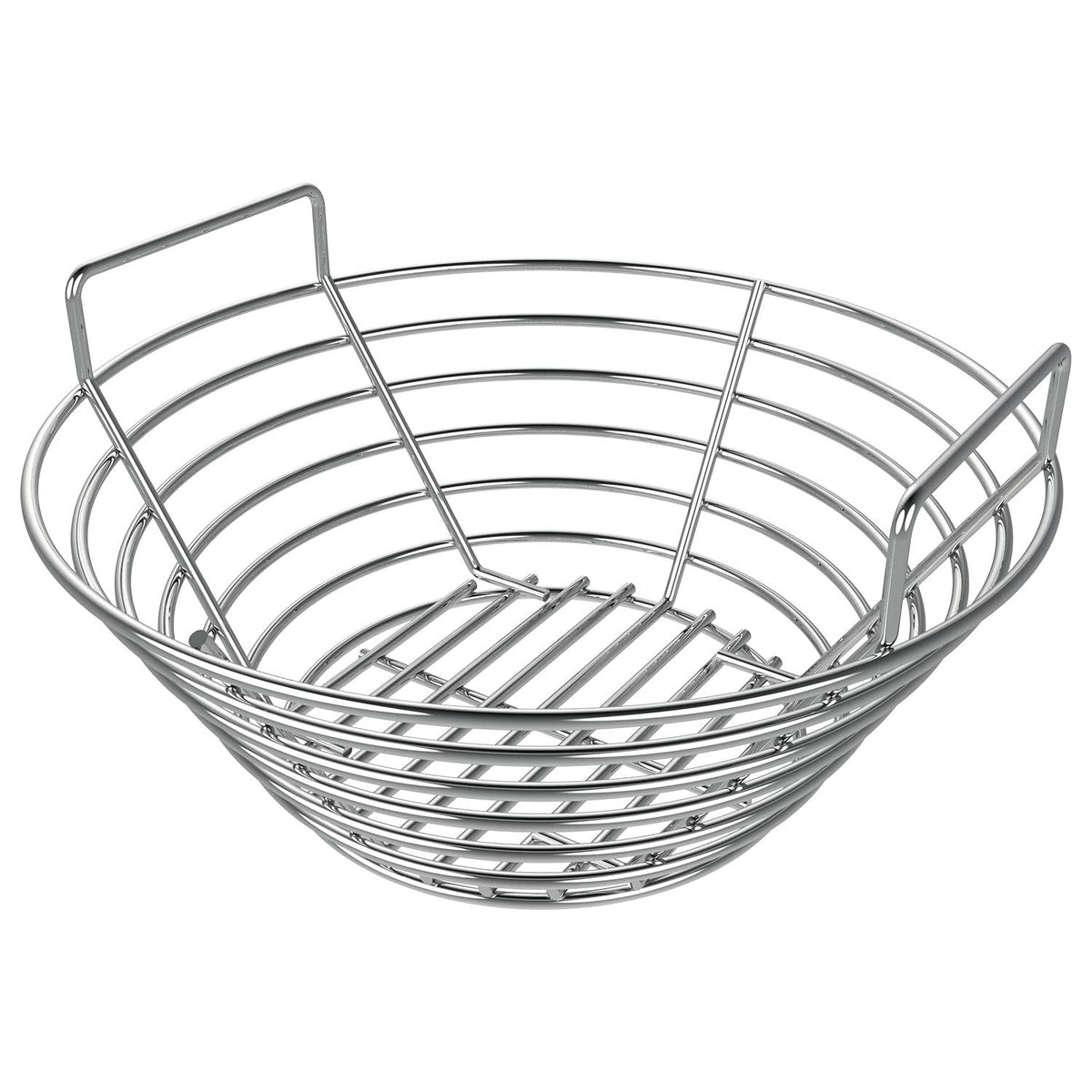 DELSbbq front view of ash basket showing compatibility and quick airflow benefit