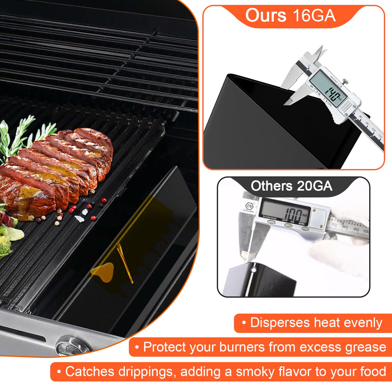 DELSbbq detail of grease channel converting drippings into flavorful steam