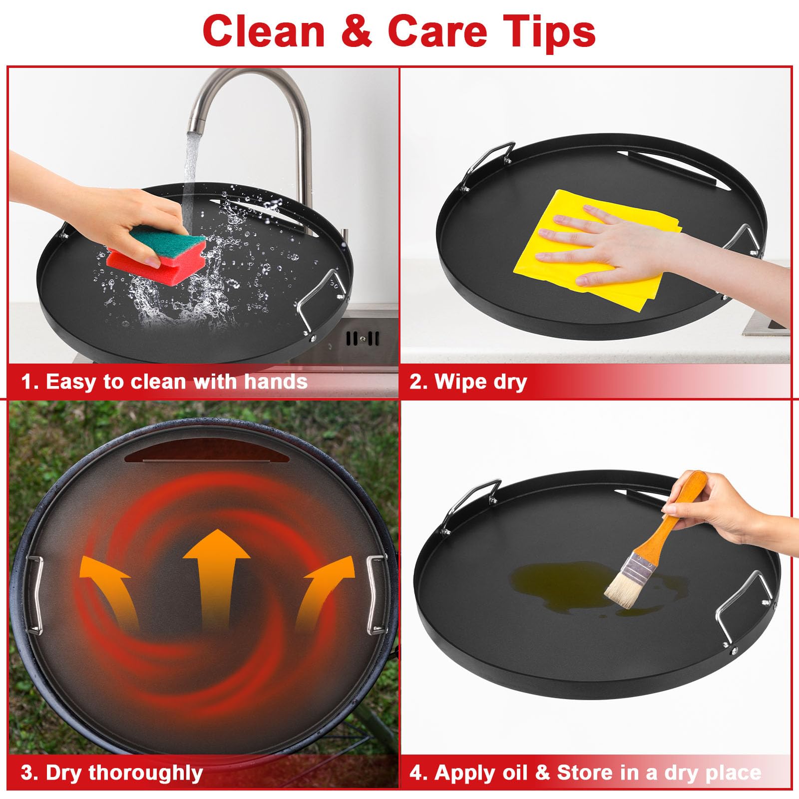 DELSbbq griddle being wiped clean showing simple maintenance and quick cleanup