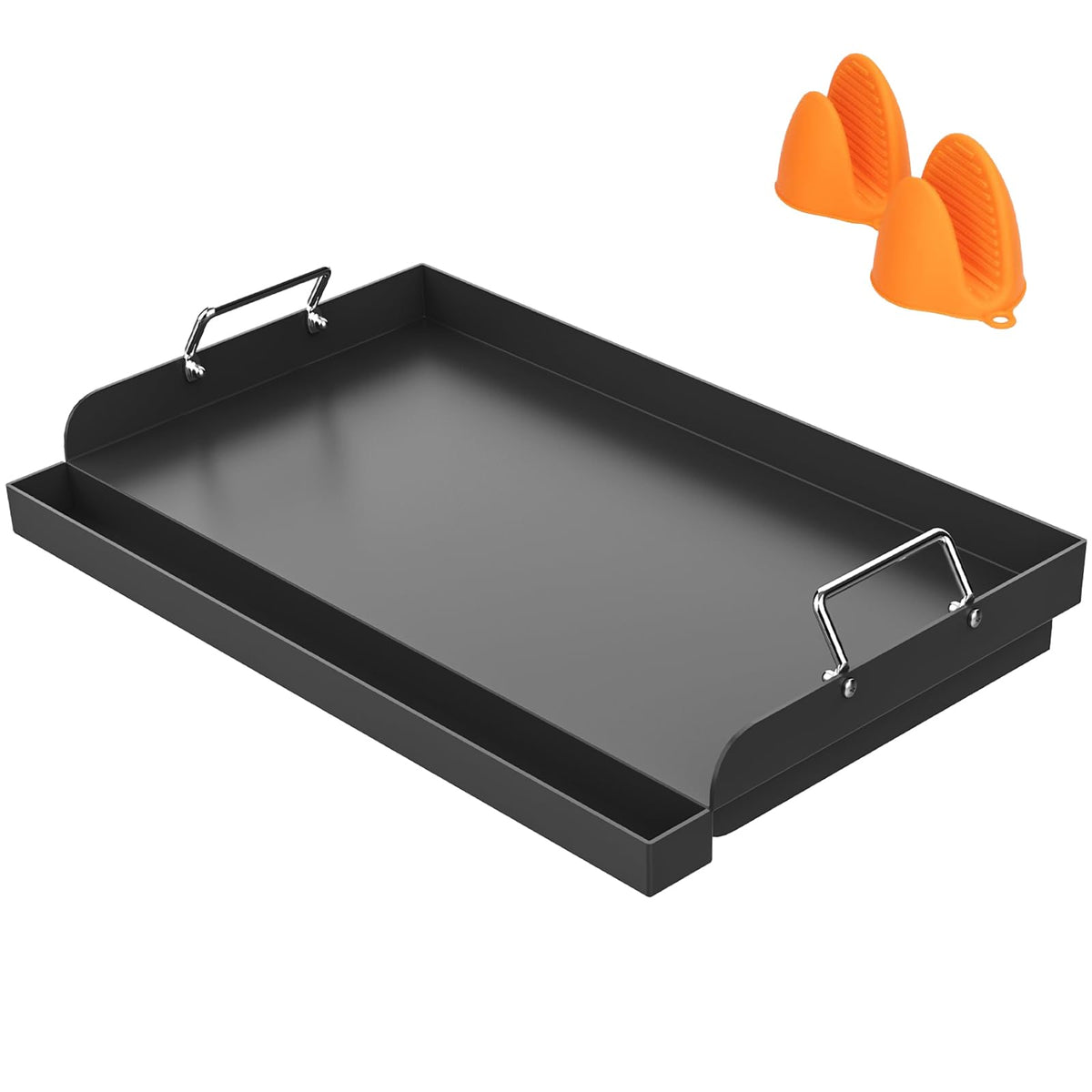 DELSbbq front view of 17x13 griddle showing full nonstick surface for versatile cooking