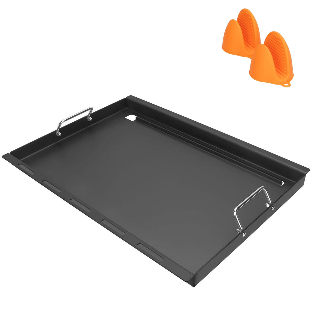 DELSbbq griddle front view showing full cooking area and durable finish