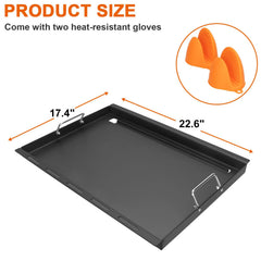 DELSbbq griddle underside and handle, offering safe lift and secure grip