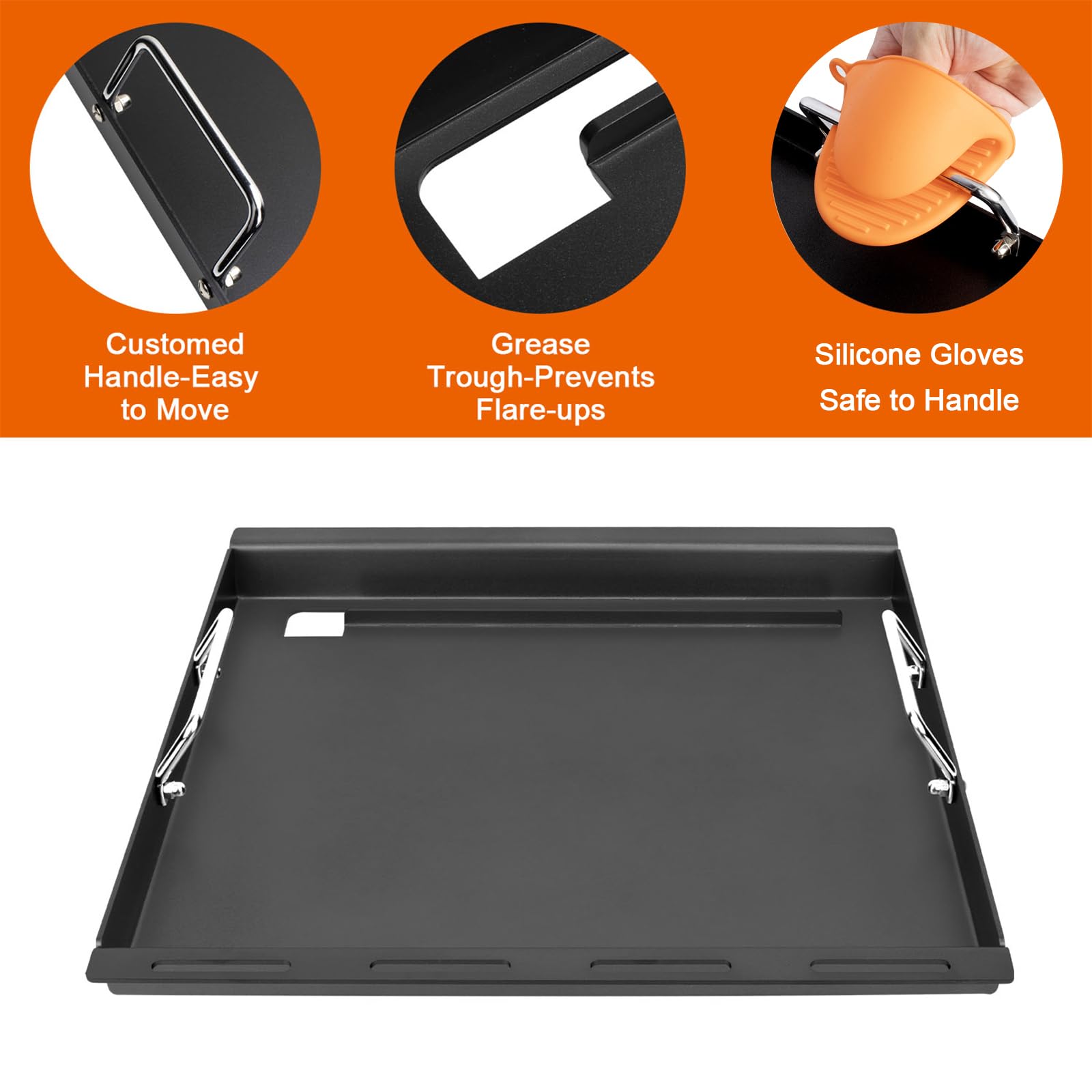 DELSbbq griddle installed in Weber Spirit showing even heat coverage benefit
