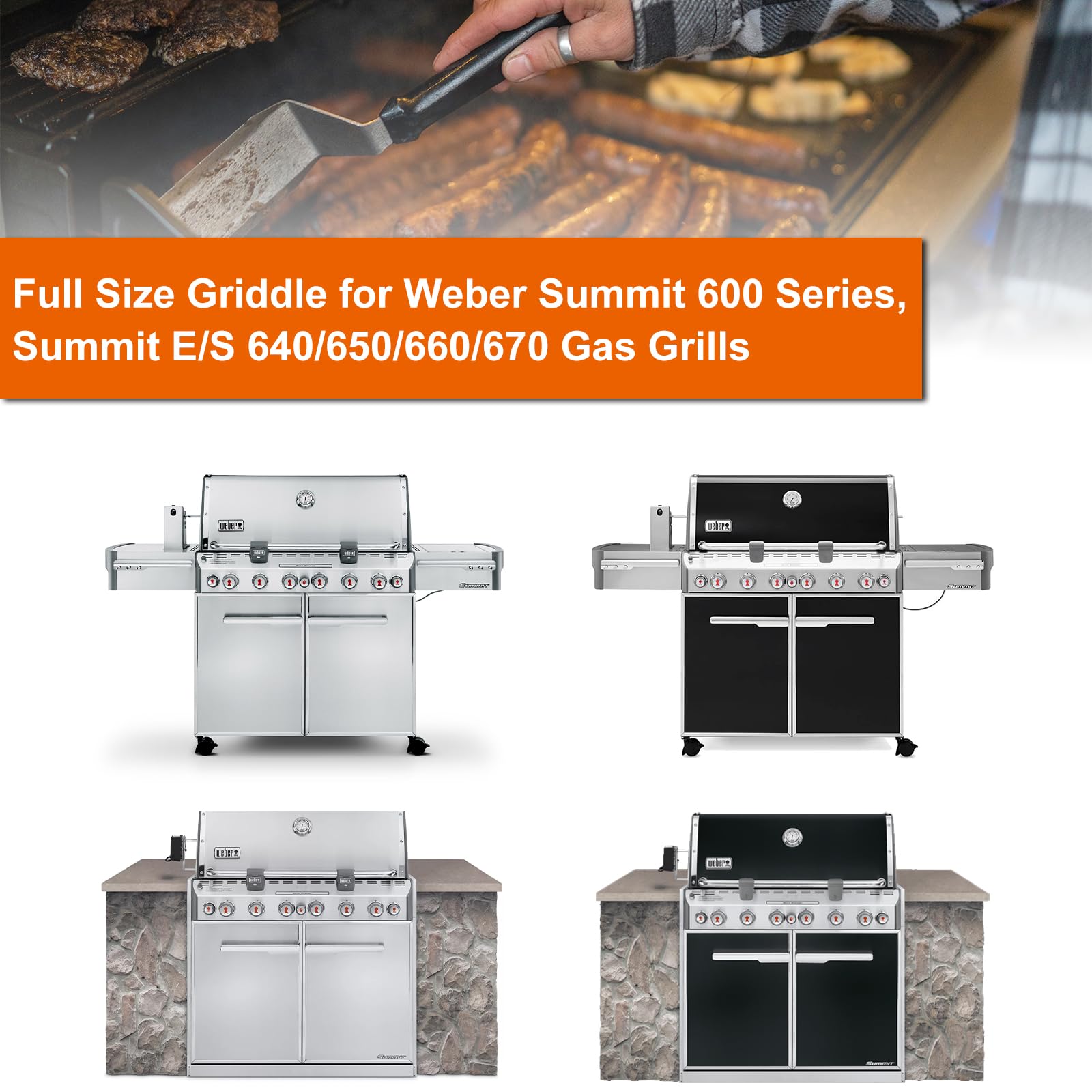 DELSbbq griddle installed in a Weber Summit showing quick conversion benefit