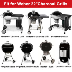 DELSbbq griddle installed in Weber 22" kettle grill showing secure fit and stability