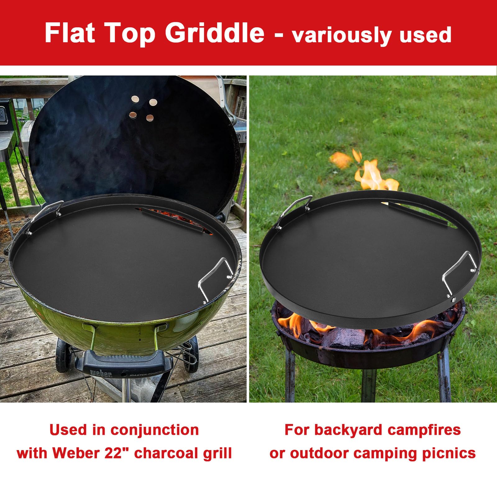 DELSbbq griddle on outdoor table serving breakfast showing versatility and family use