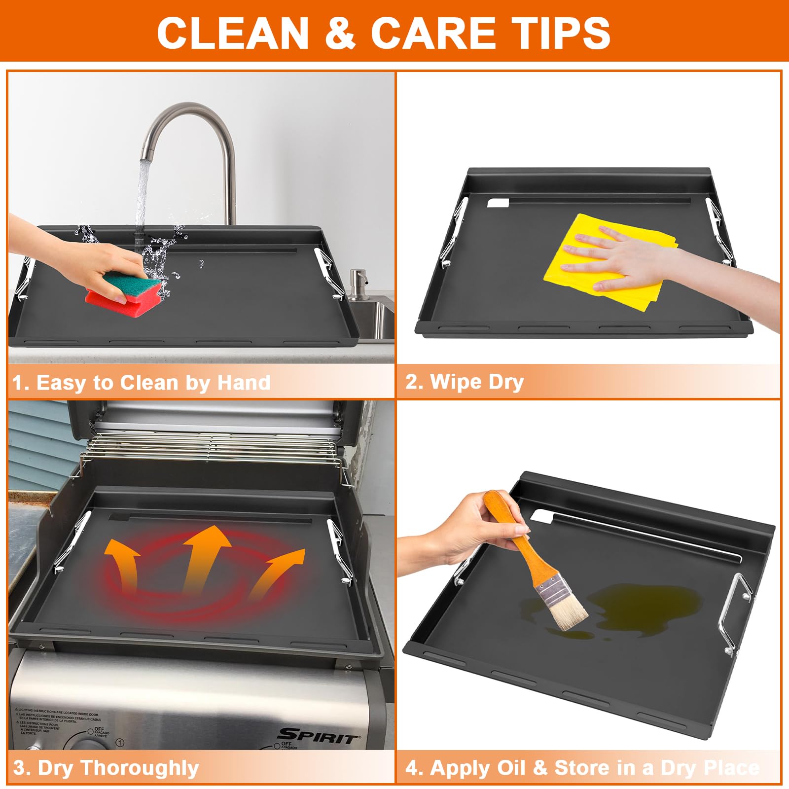 DELSbbq griddle next to ruler showing 19.6 by 17.4 inch fit for compatibility
