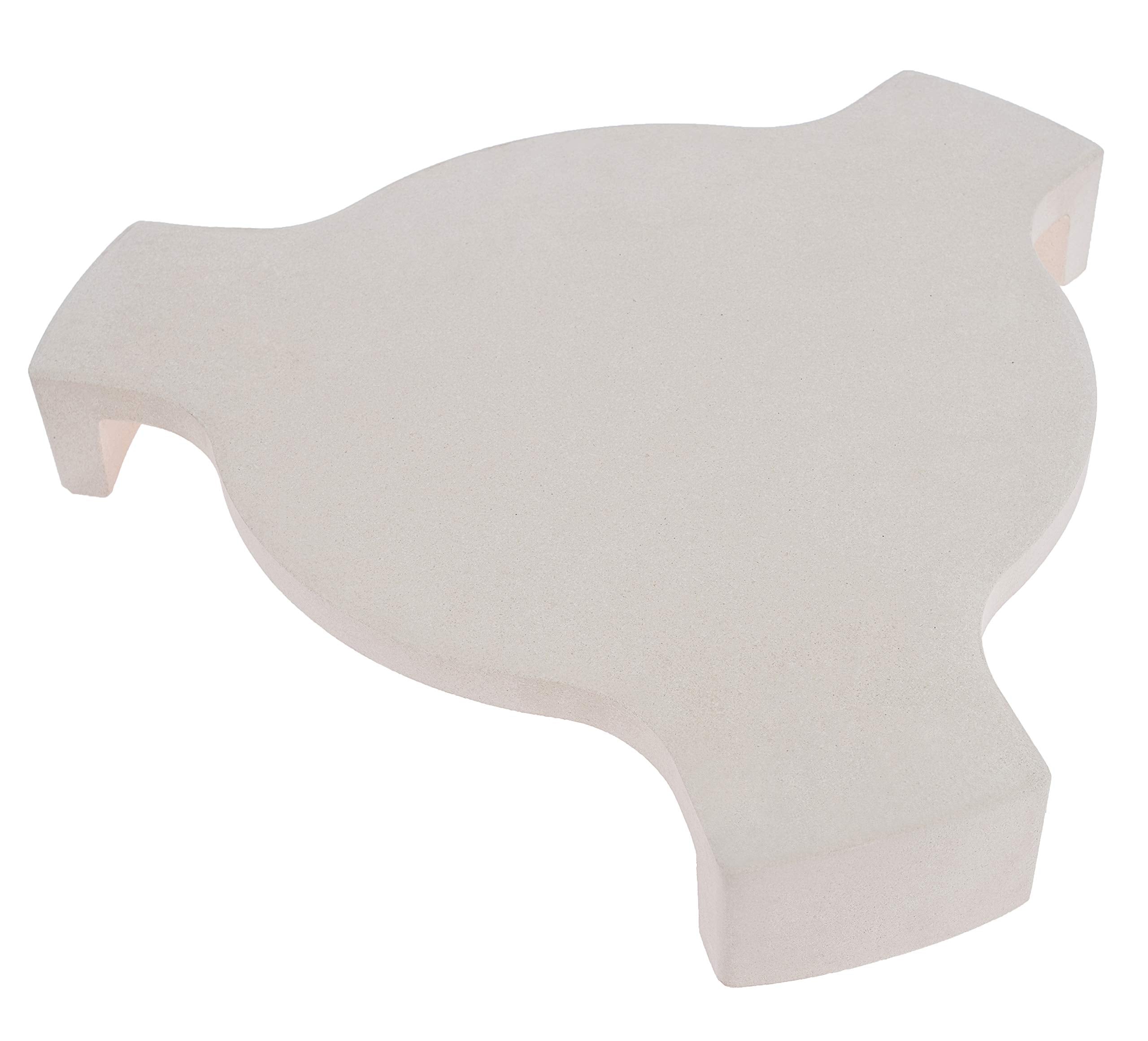DELSbbq front view of ceramic heat deflector showing fit and surface, improves even cooking