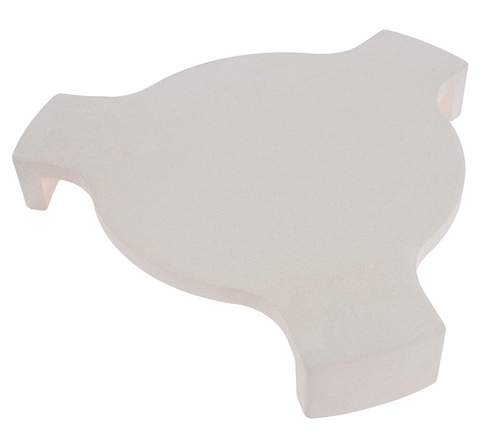 DELSbbq front view of ceramic heat deflector showing fit and surface, improves even cooking