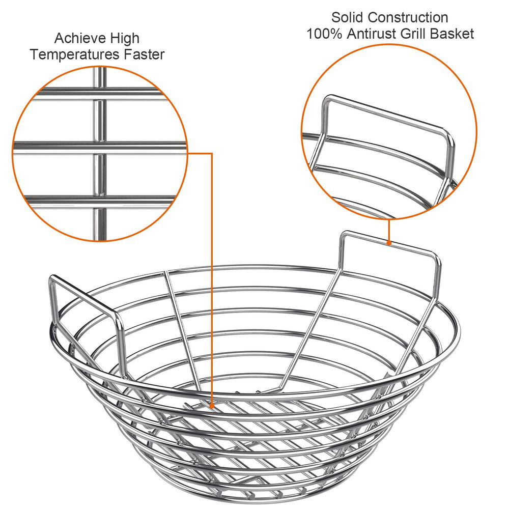DELSbbq ash basket installed in Medium Big Green Egg improving ventilation