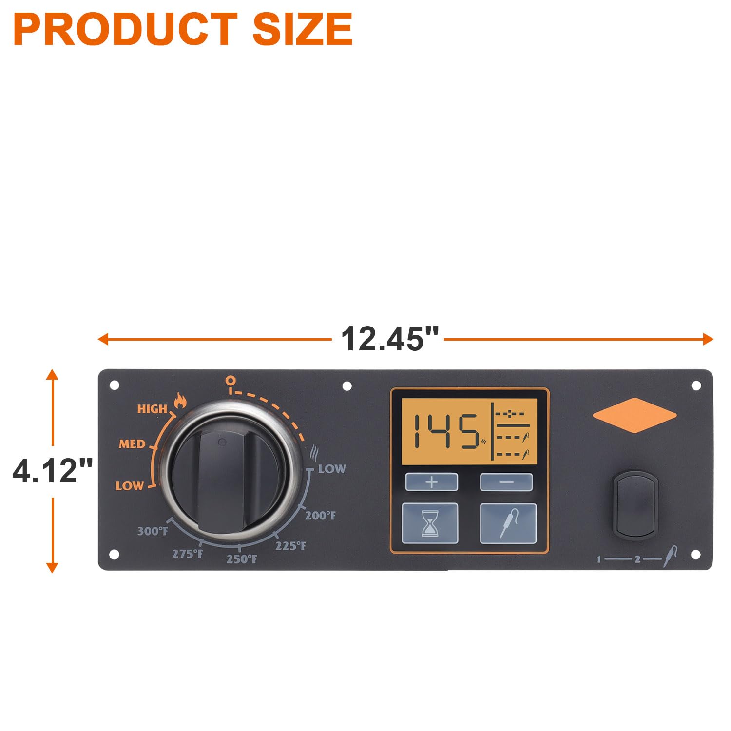DELSbbq probe port and label displaying temp-probe guidance for accurate doneness