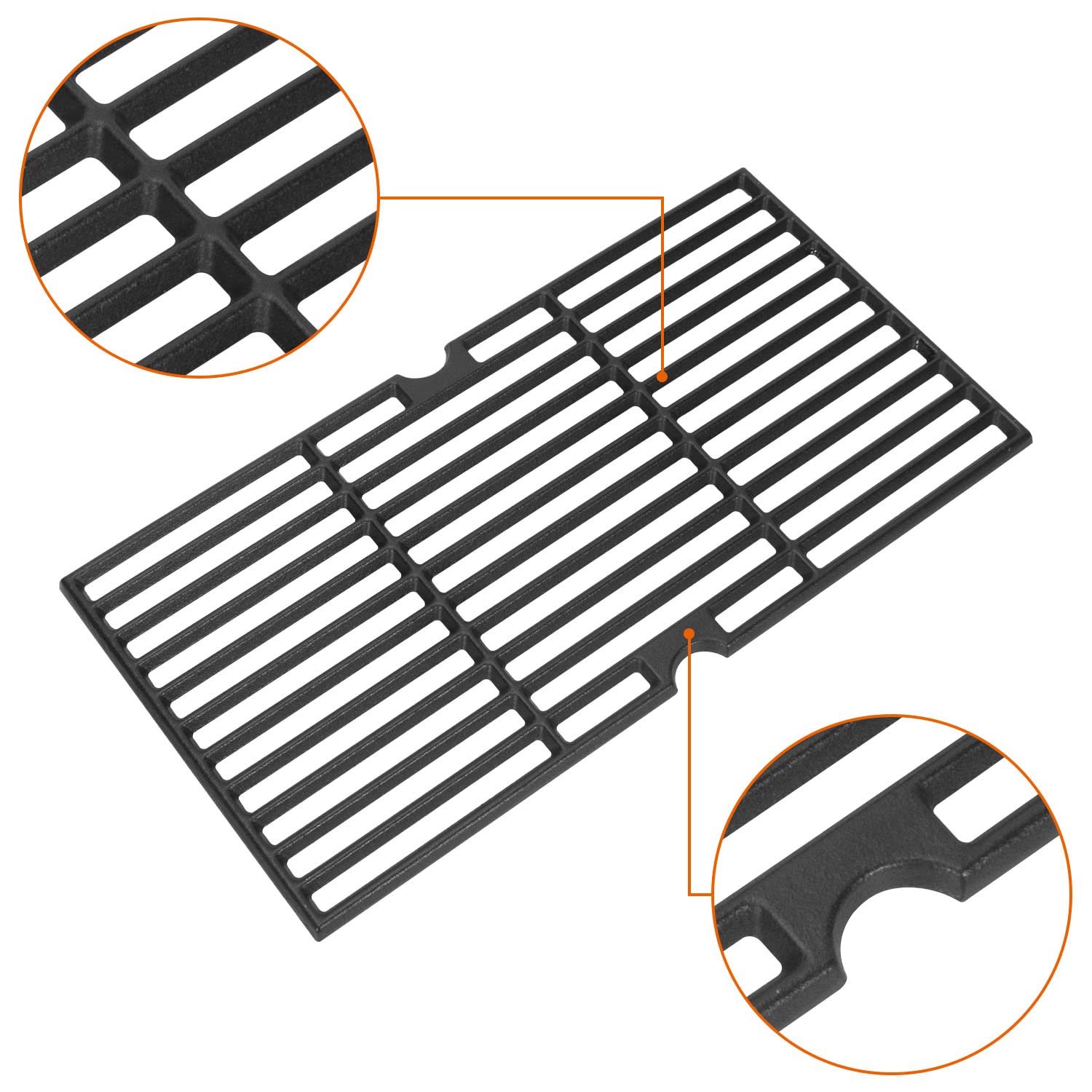 DELSbbq grates beside ruler showing exact 18-inch dimensions for correct fit