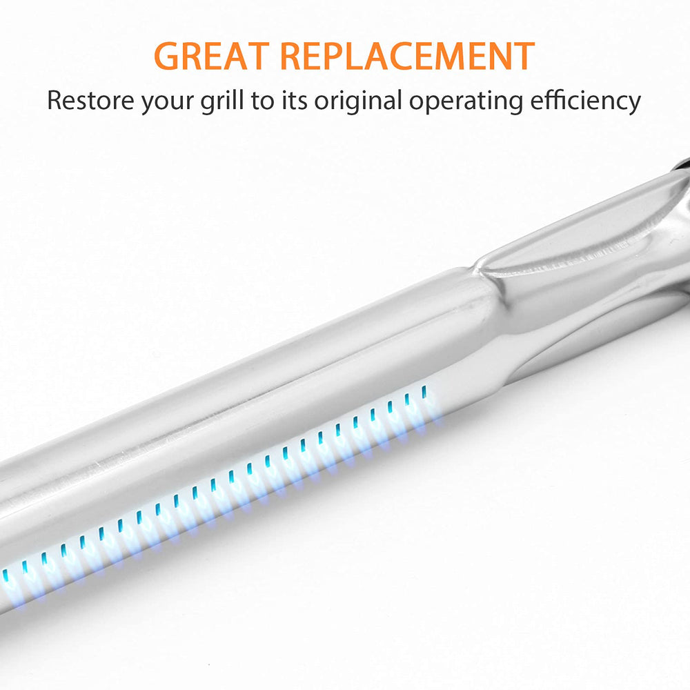 DELSbbq burner next to ruler demonstrating 16.65 inch length for correct fit