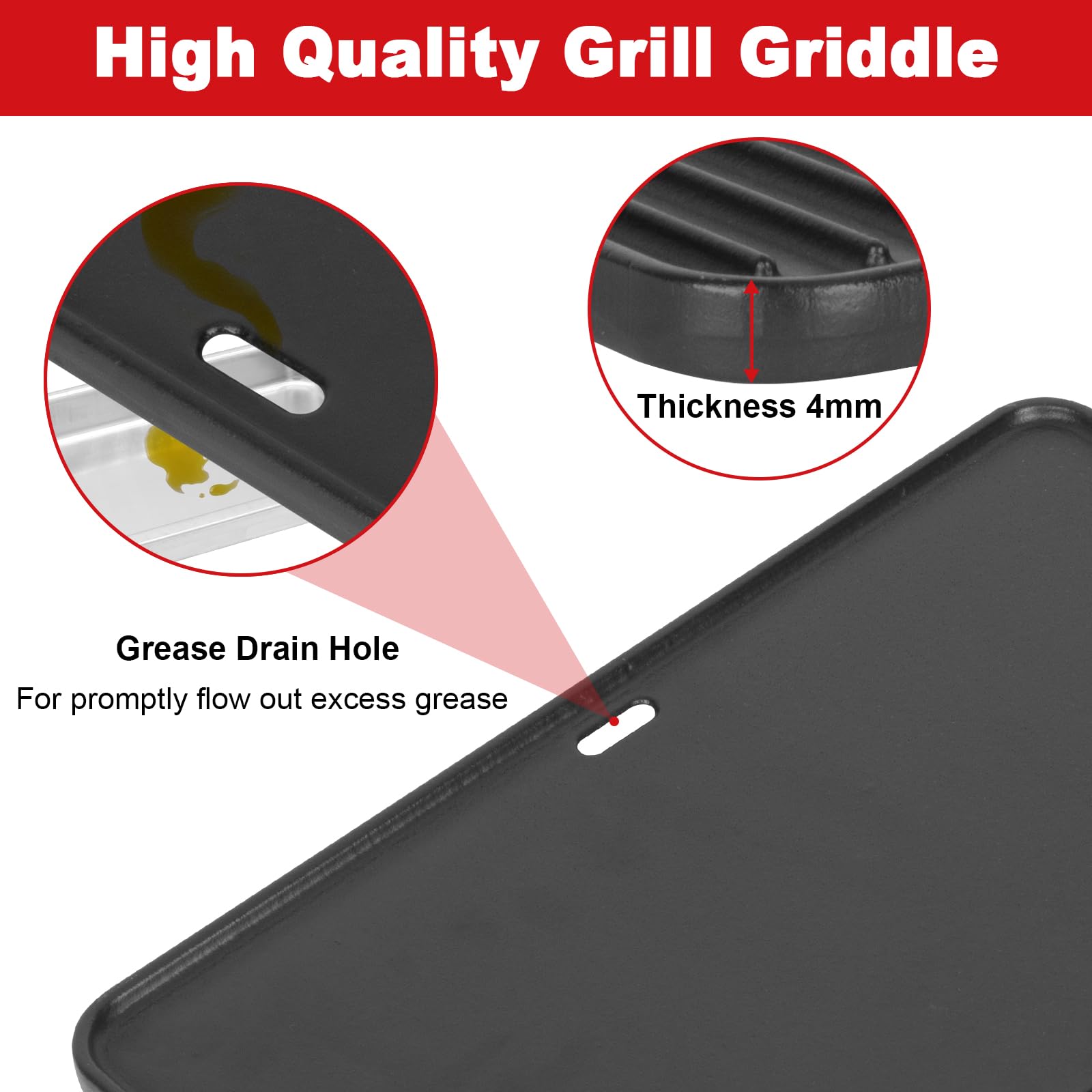 DELSbbq griddle size comparison with tape measure to confirm 16 by 10 inch fit