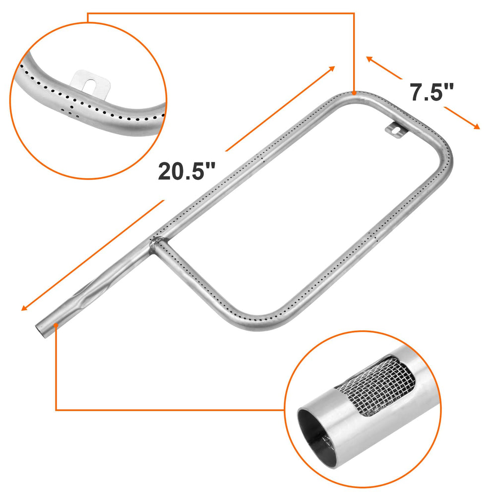 DELSbbq stainless steel burner tube detail showing clean ports for even flames