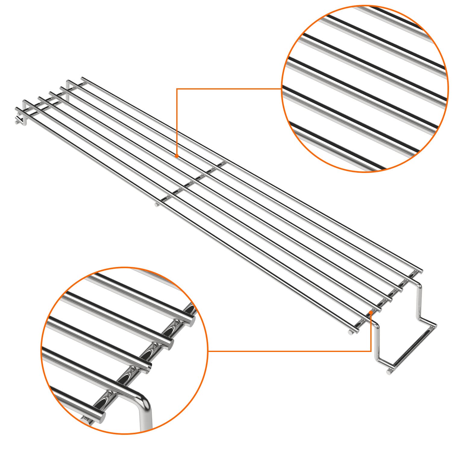 DELSbbq rack beside ruler showing 24.8 inch length for accurate fit