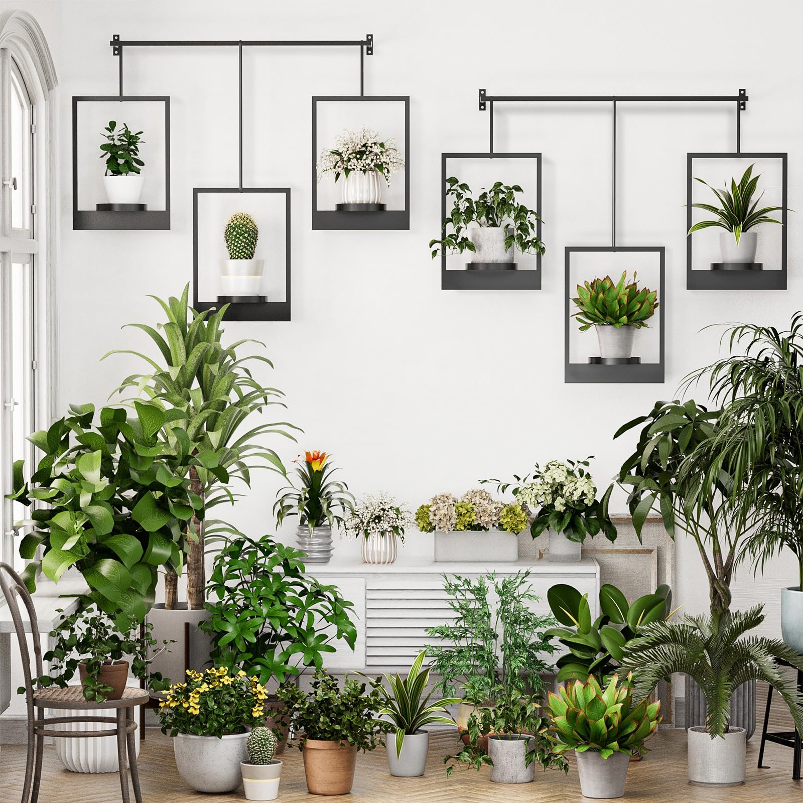 DEMEGA frame with 3–5.5 inch pots to show scale and weight capacity benefit