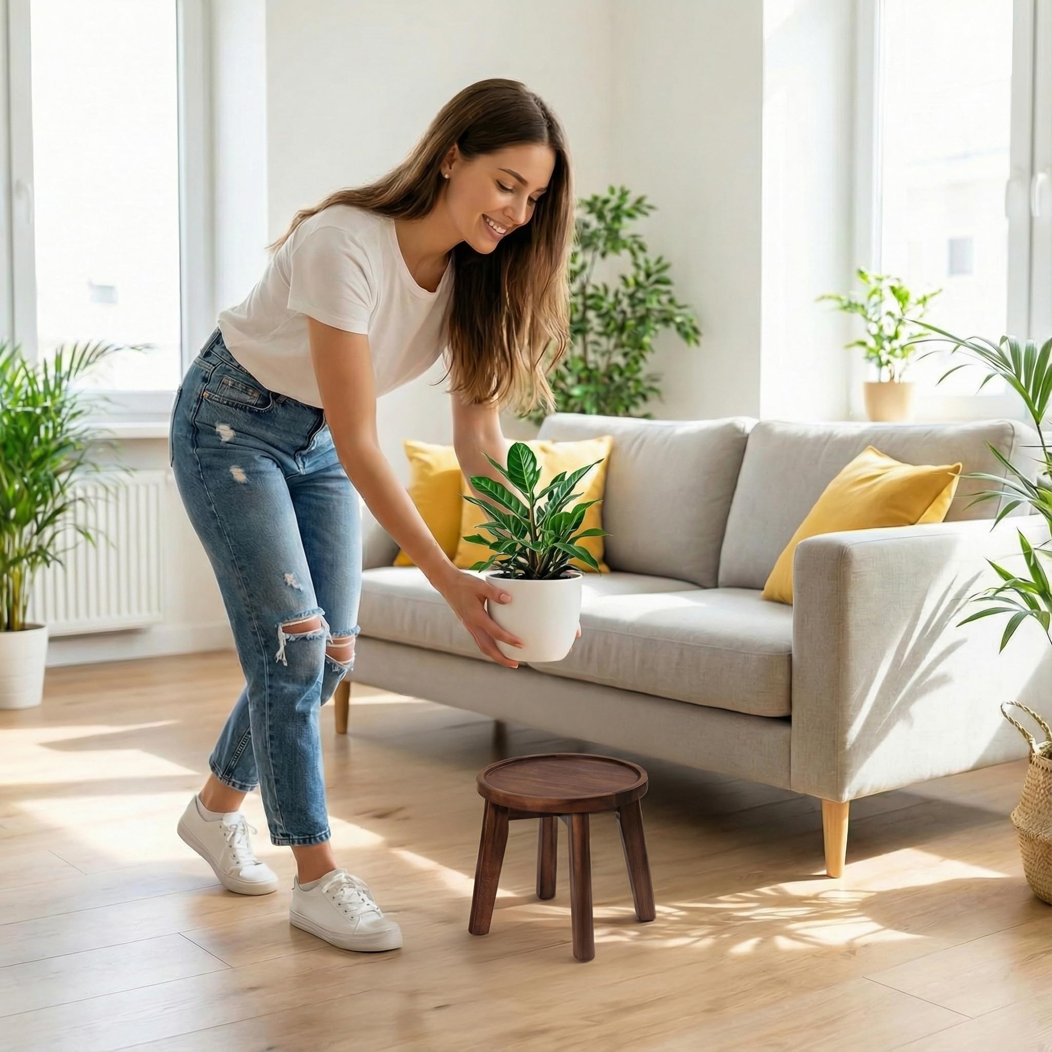 Demigo lifestyle corner arrangement showing stand enhancing small indoor space