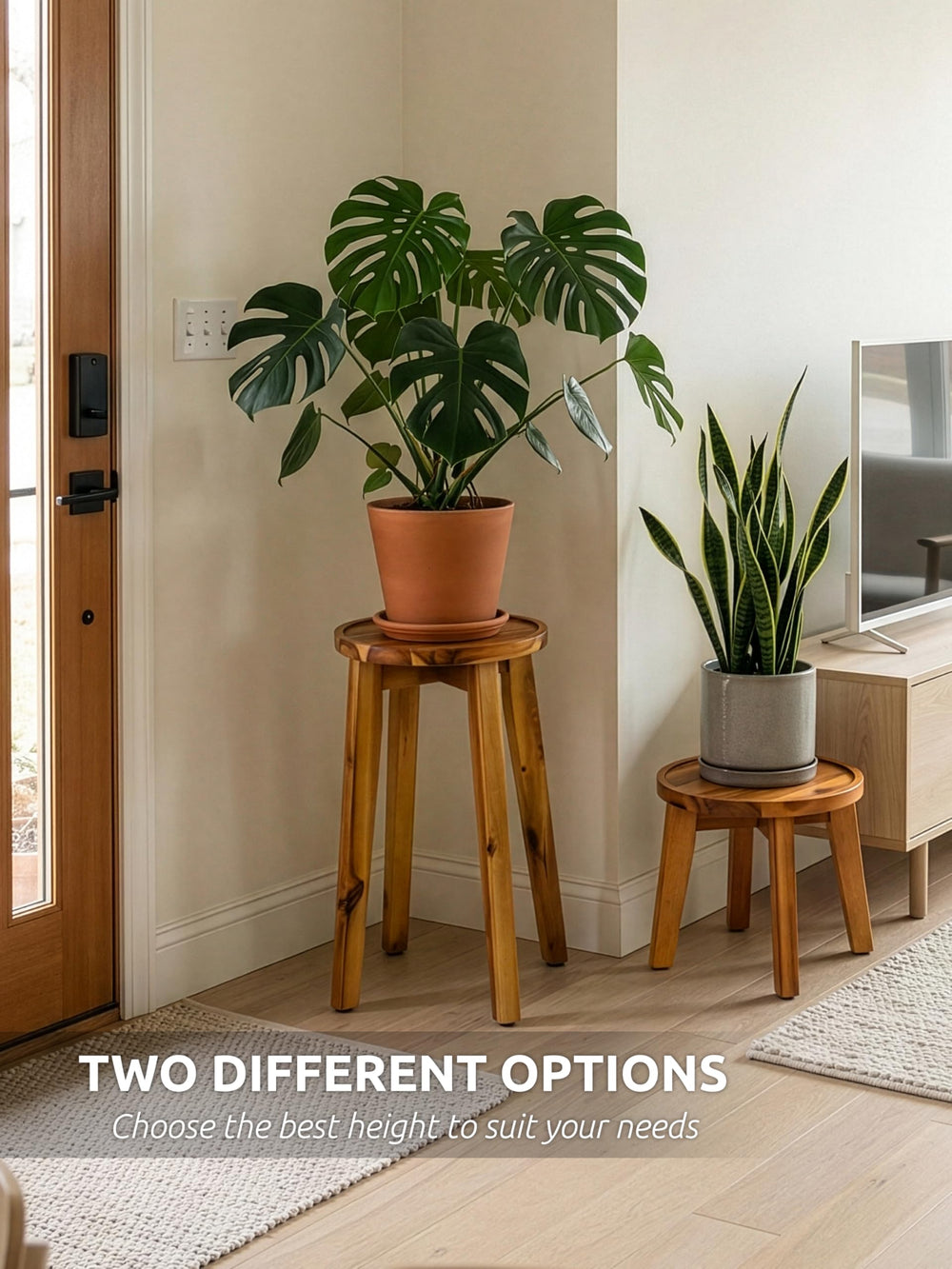 Demigo on balcony with mixed plants showing outdoor-rated finish and versatile display benefit