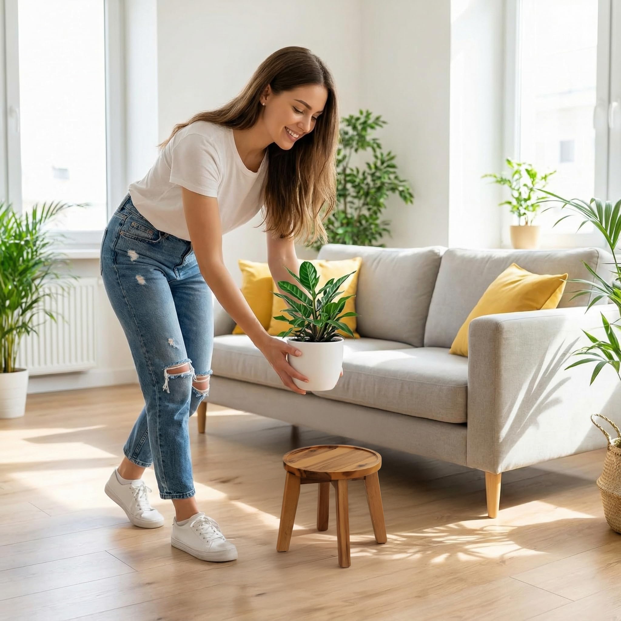 Demigo top-down view with multiple small plants shows versatile staging space