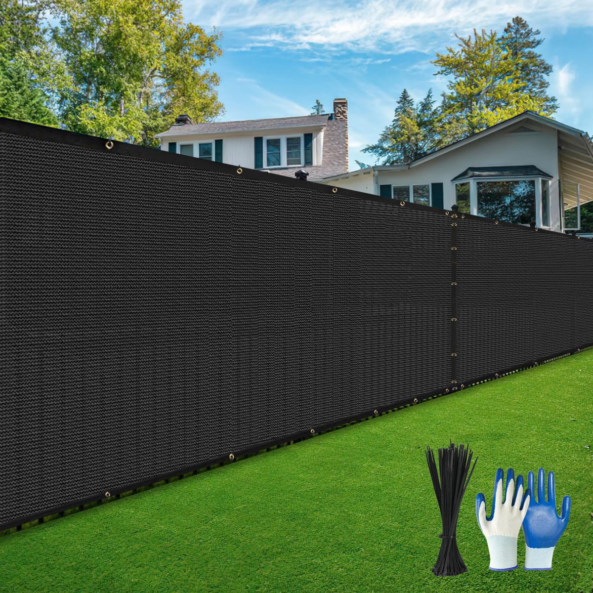 DenForste front view of folded privacy fence screen showing compact packaging and value