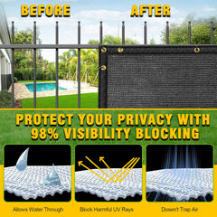 DenForste privacy screen installed on chain-link fence offering instant backyard privacy