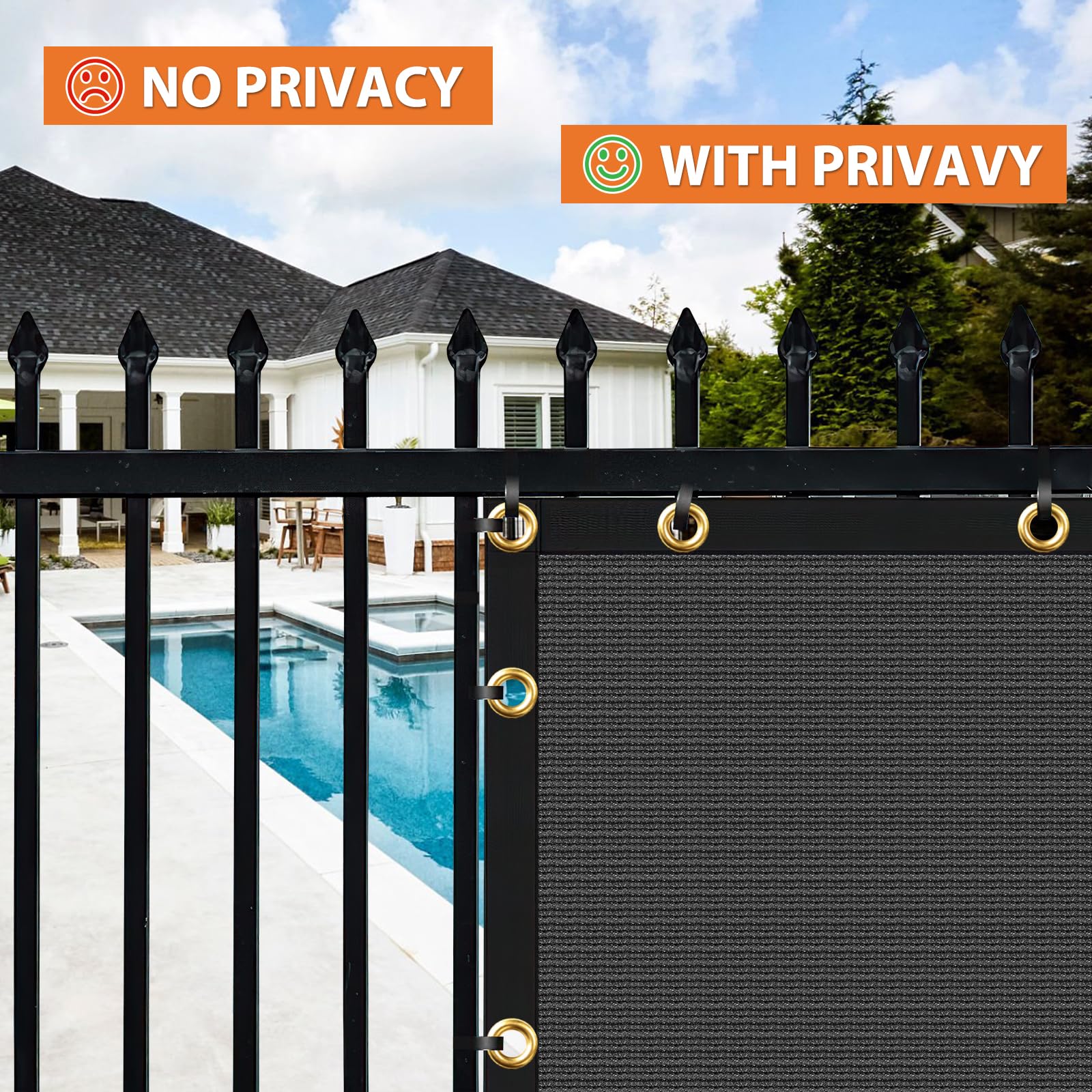 DenForste privacy screen in a backyard patio setting boosting privacy and shade