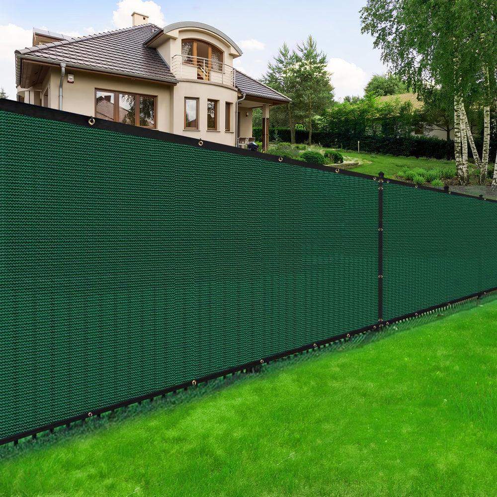 DenForste fence screen next to measuring tape showing 4x50ft scale advantage