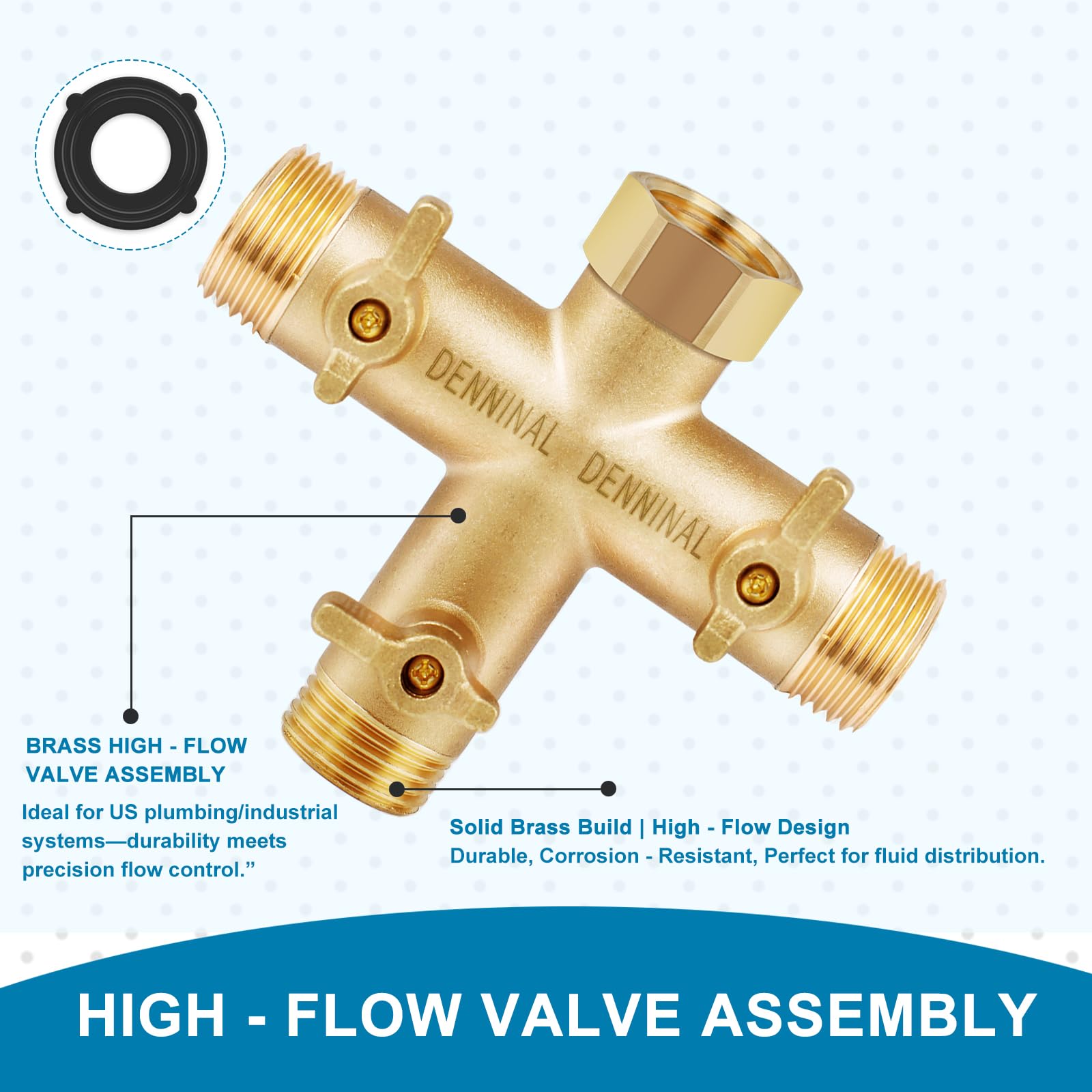 Denninal metal handle close-up demonstrating smooth control and durable operation