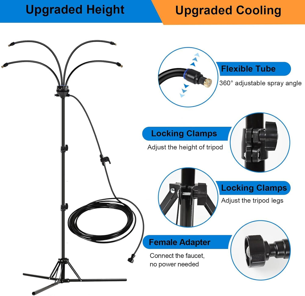 DENSAIL demonstrating height adjustment to 5.3 ft for versatile use and targeted cooling